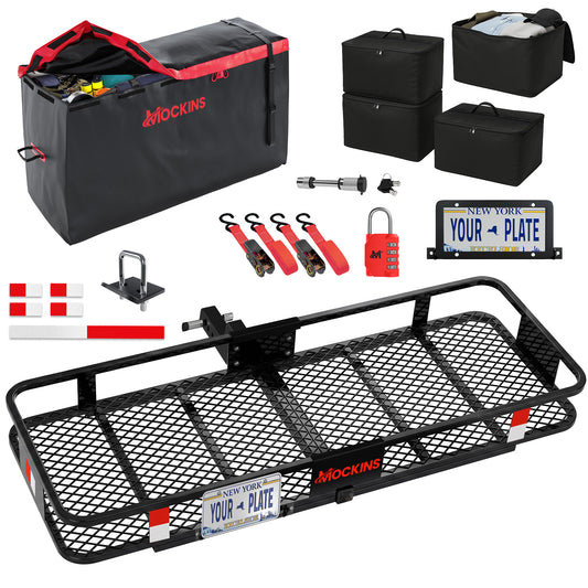 48"x18"x6" Hitch Carrier & 15 Cu Ft Cargo Bag + Packing Cubes