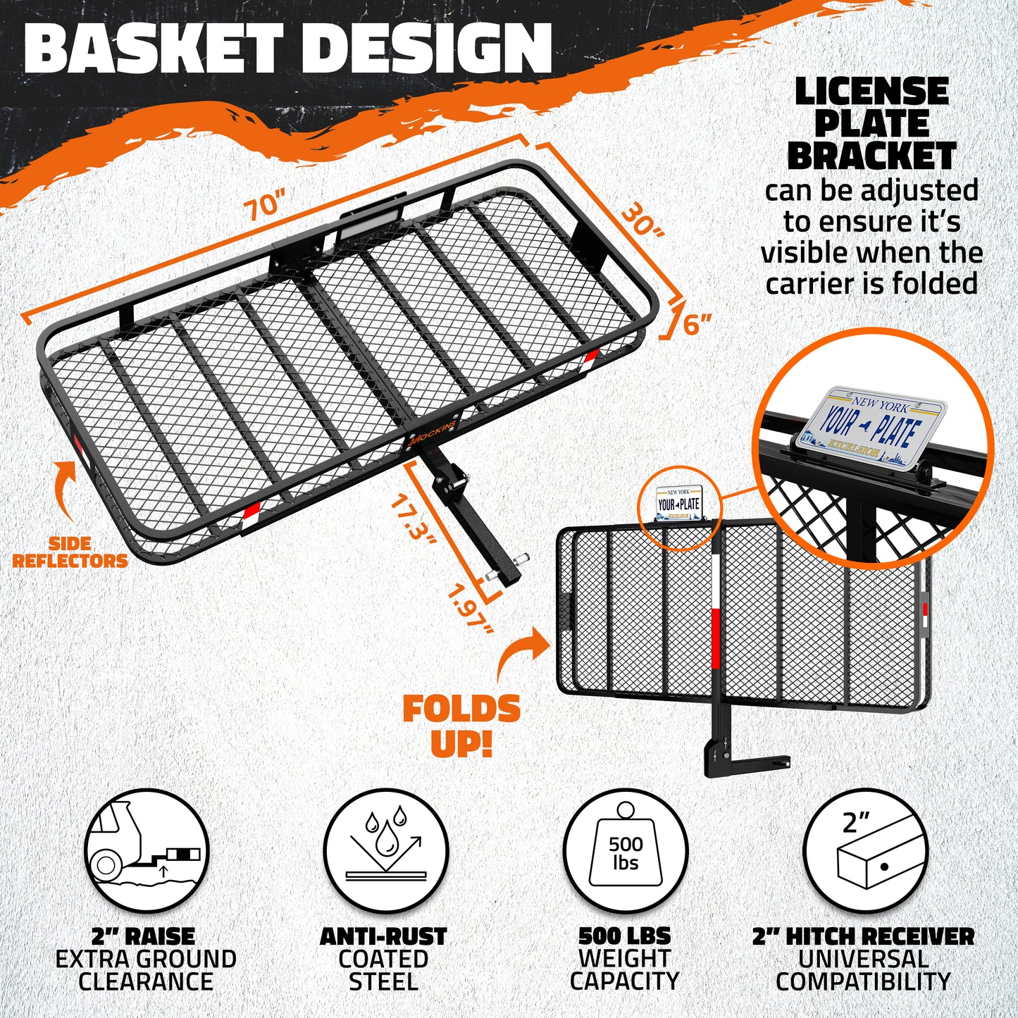 70"x30"x6" Hitch Carrier & 40 Cu Ft Cargo Bag