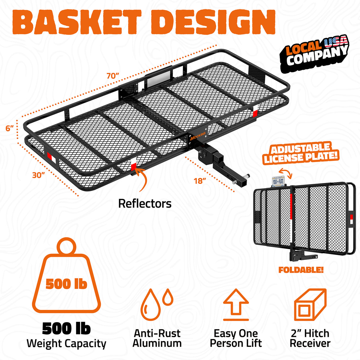 70"x30"x6" XL Hitch Carrier & 40 Cu Ft Cargo Bag