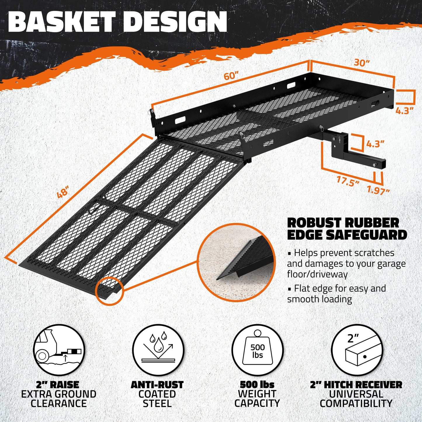 60"x30"x5" Wheelchair Hitch Carrier & Ramp