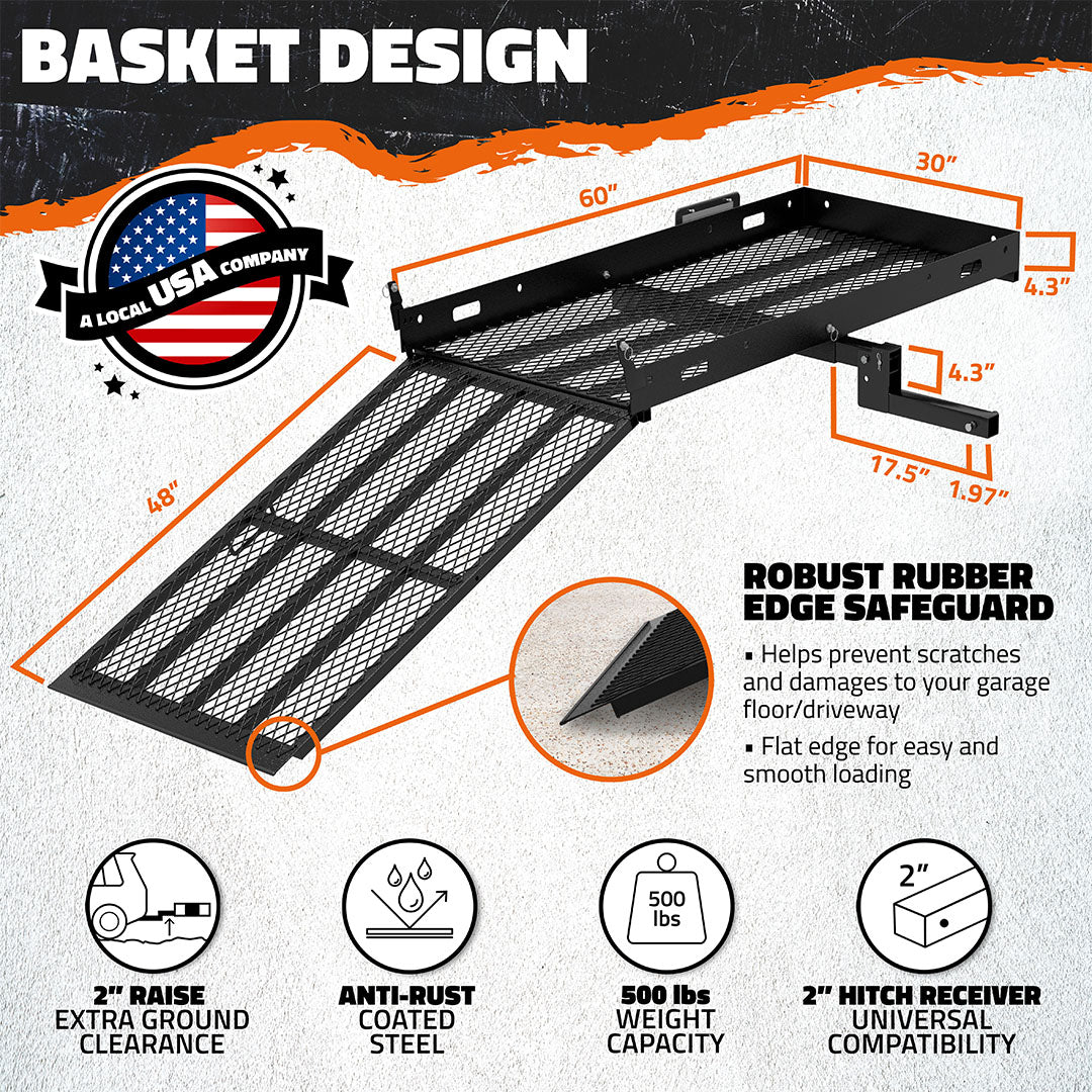 60"x30"x5" Wheelchair Hitch Carrier & Ramp