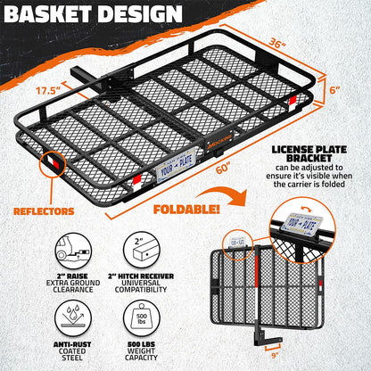 60"x36"x6" Hitch Carrier & 35 Cu Ft Cargo Bag