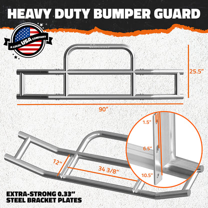 90"x11.5"x25.5" Semi Truck Front Bumper Guard