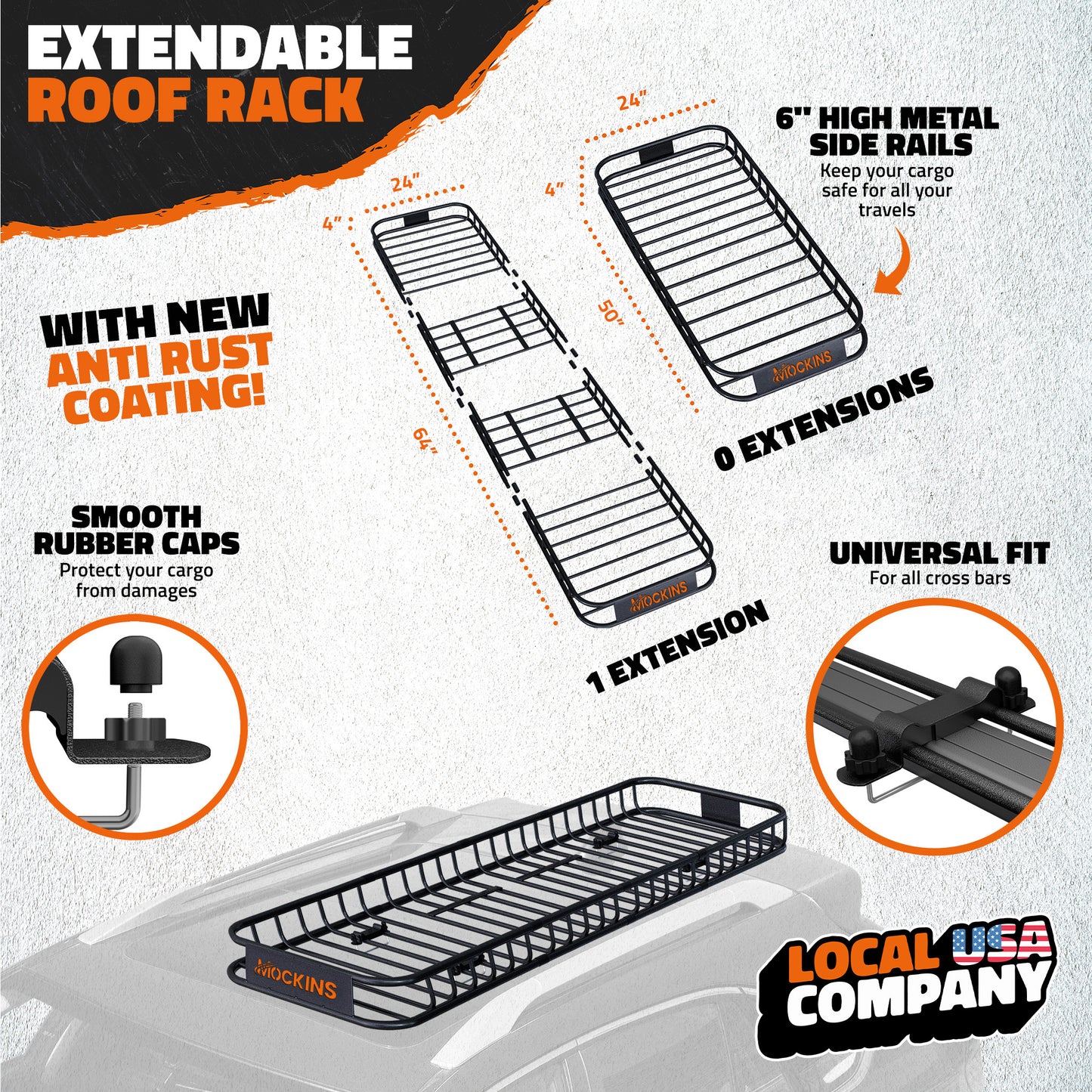 85"x24"x4" Narrow Roof Rack Carrier & 20 Cu Ft Roof Bag