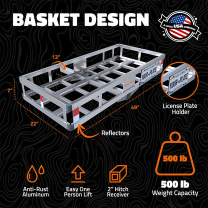 49"x22"x7" Lightweight Aluminum Hitch Carrier & 20 Cu Ft Cargo Bag