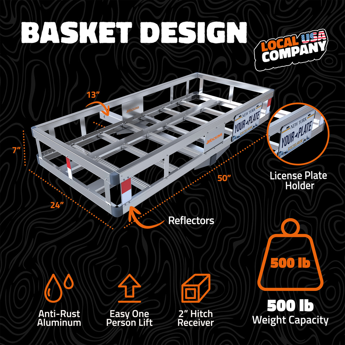 50"x24"x7" Aluminum Hitch Carrier & 25 Cu Ft Cargo Bag