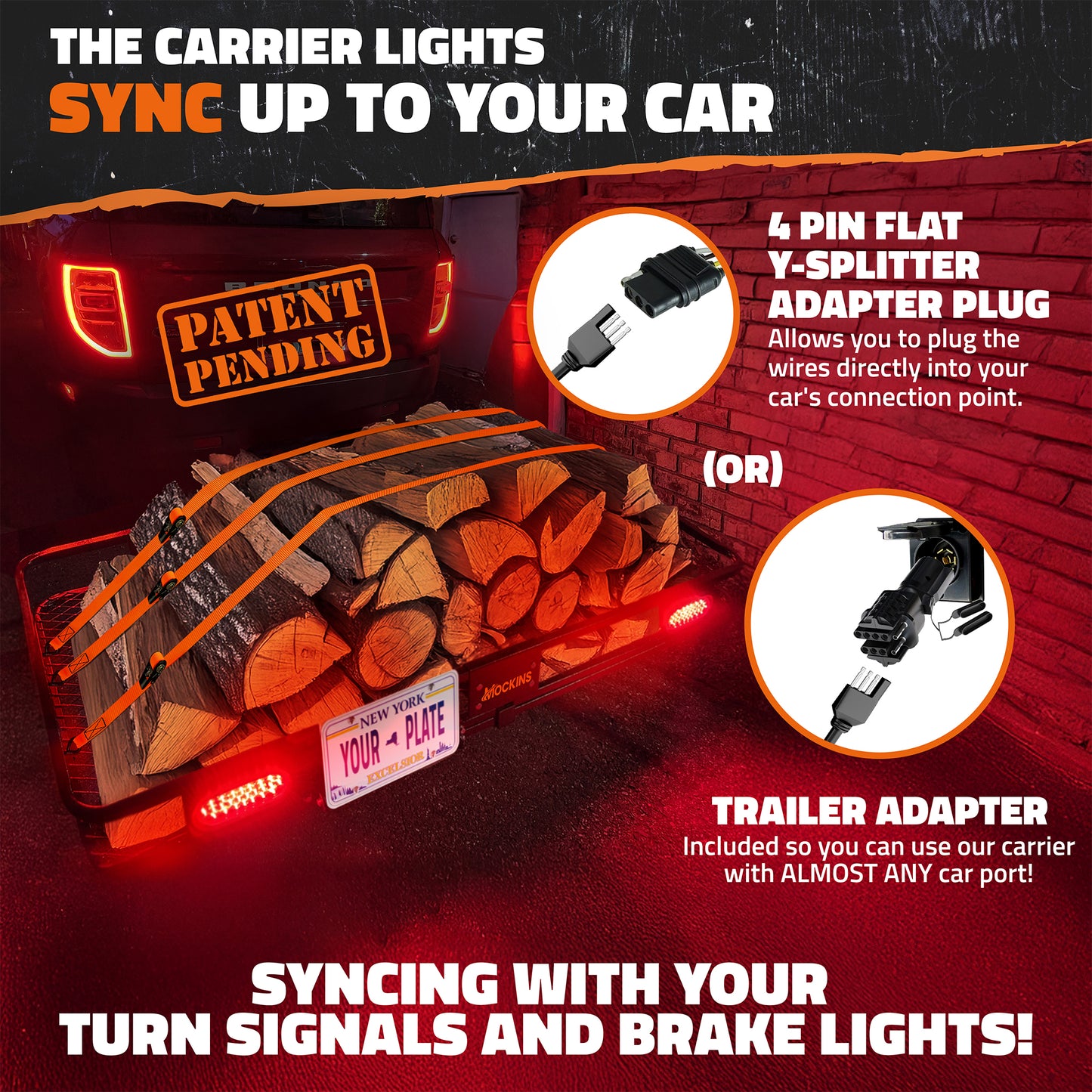72"x36"x6" XXL Hitch Carrier + Rear Lights