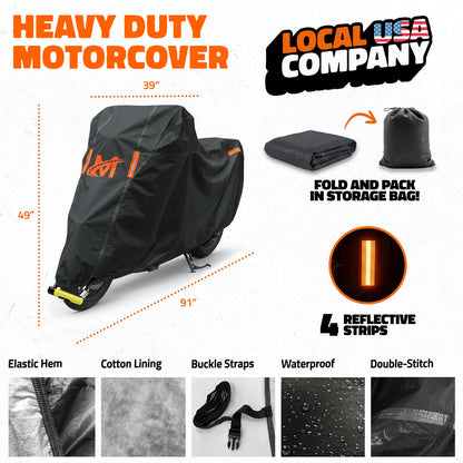 91"x49"x39" Heavy Duty 250g PVC Motorcycle Cover with Cotton Lining
