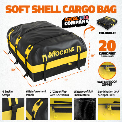 20 Cu Ft. Yellow Waterproof Roof Cargo Bag 50"x36"x19"