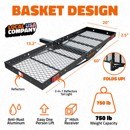 60"x19"x2.5" Hitch Carrier Tray with 750 lbs. Capacity
