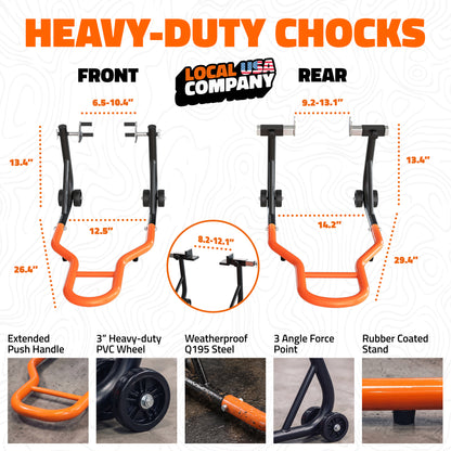 Front & Rear Motorcycle Wheel Stand Lift Combo Set
