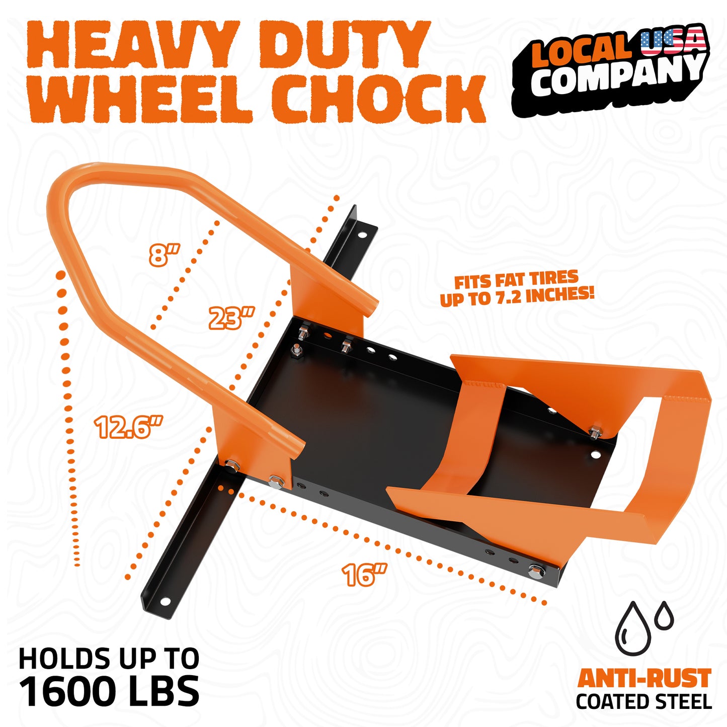 Fat Tire Motorcycle Wheel Chock for up to 7.1" Tires with Stabilizer Base