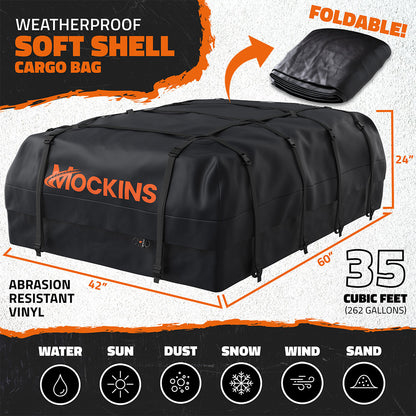 35 Cu Ft. Black Waterproof Roof Cargo Bag (60"x 42"x 24")