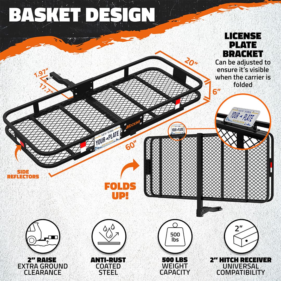 60"x20"x6" Hitch Carrier & 20 Cu Ft Cargo Bag