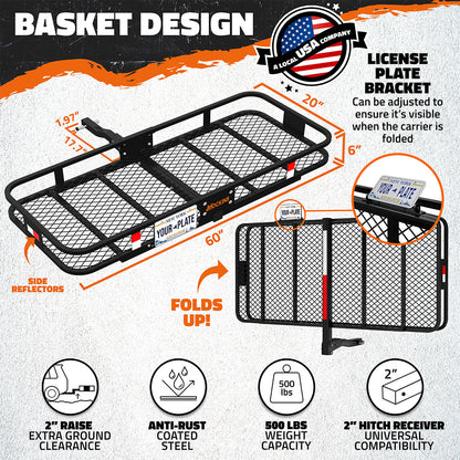 60"x20"x6" Hitch Carrier & 20 Cu Ft Cargo Bag