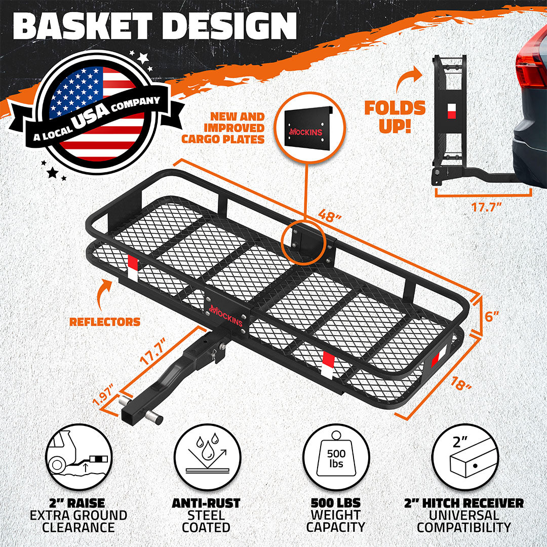 48"x18"x6" Hitch Carrier & 15 Cu Ft Cargo Bag + Packing Cubes