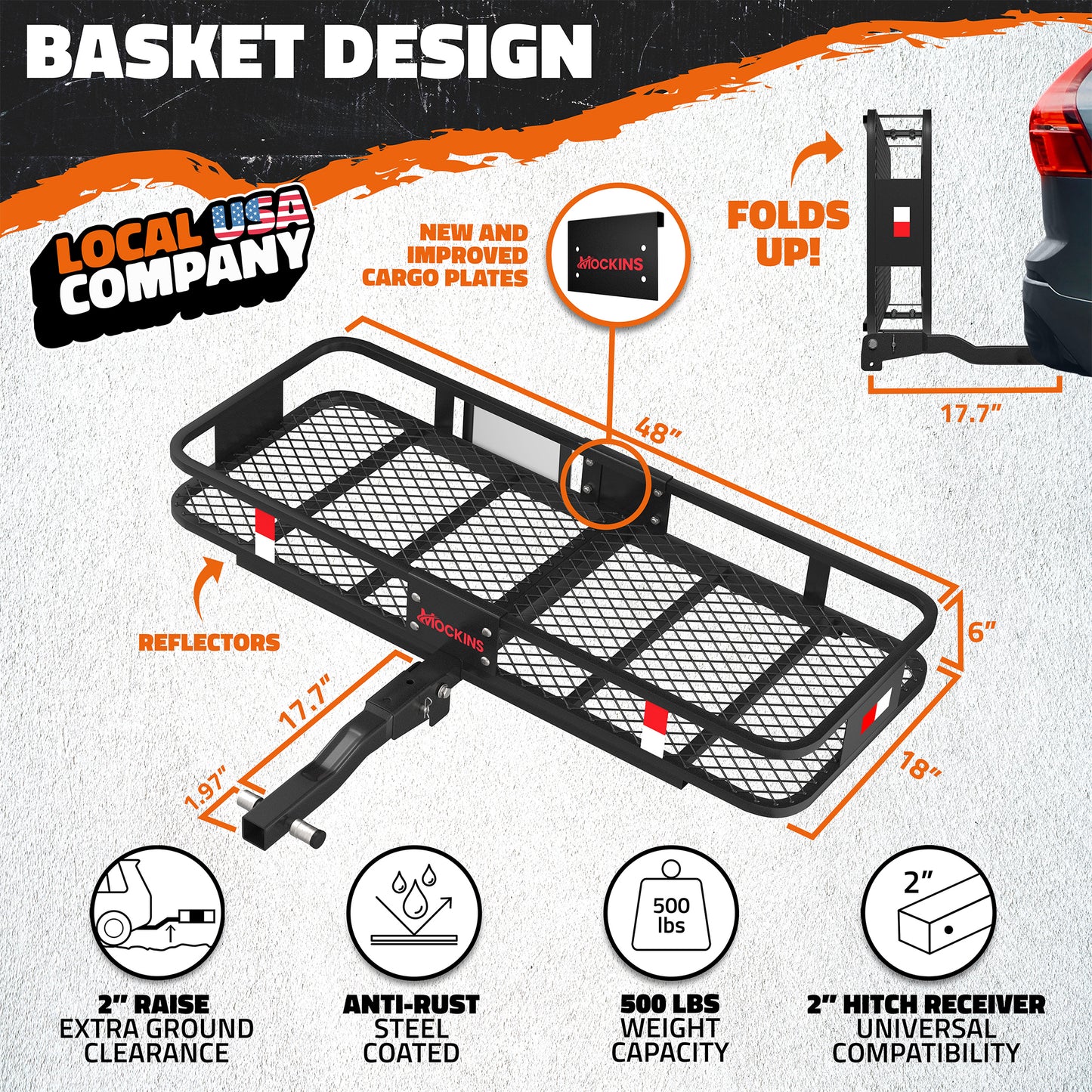 48"x18"x6" Hitch Carrier & 15 Cu Ft Cargo Bag + Packing Cubes