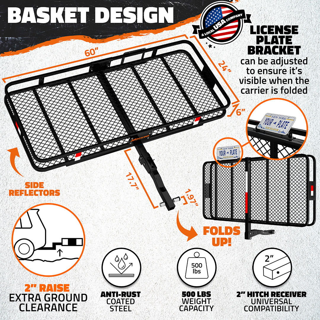60"x24"x6" Hitch Carrier & 25 Cu Ft Cargo Bag