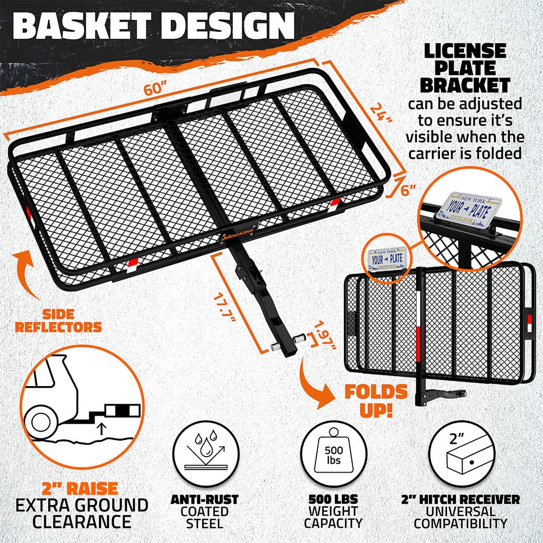 60"x24"x6" Hitch Carrier & 25 Cu Ft Cargo Bag