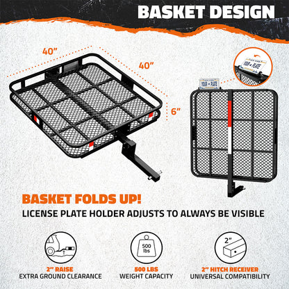 40"x40"x6" Square Hitch Carrier & 30 Cu Ft Square Cargo Bag
