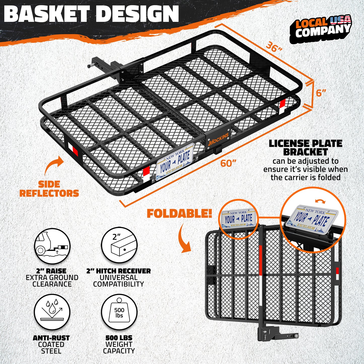 60"x36"x6" Hitch Carrier & 35 Cu Ft Cargo Bag