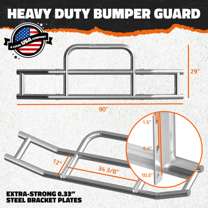 90"x11.5"x29" Semi Truck Front Bumper Guard