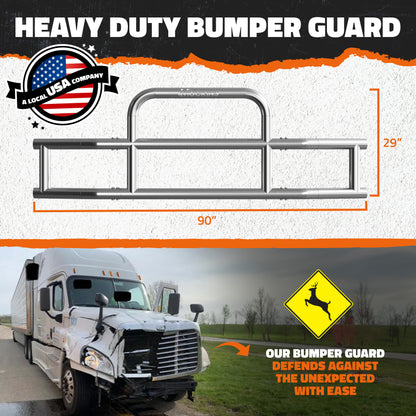 90"x11.5"x29" Front Bumper Guard with Mounting Brackets for International Prostar 2008-Current