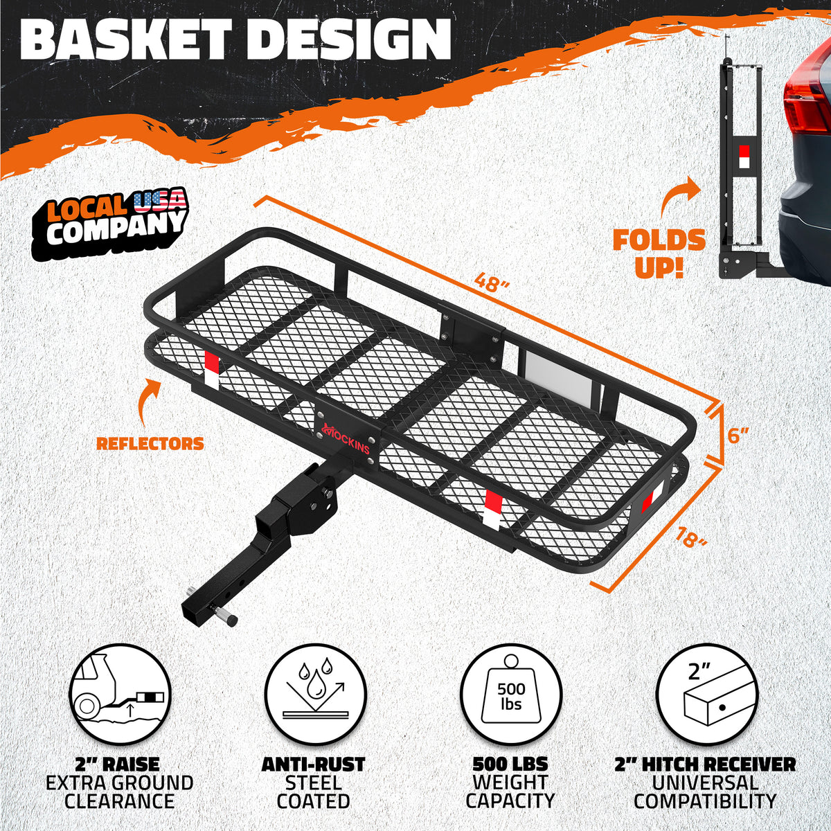 48"x18"x6" Hitch Carrier & 15 Cu Ft Cargo Bag + Packing Cubes