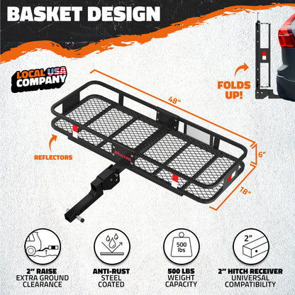 48"x18"x6" Hitch Carrier & 15 Cu Ft Cargo Bag + Packing Cubes