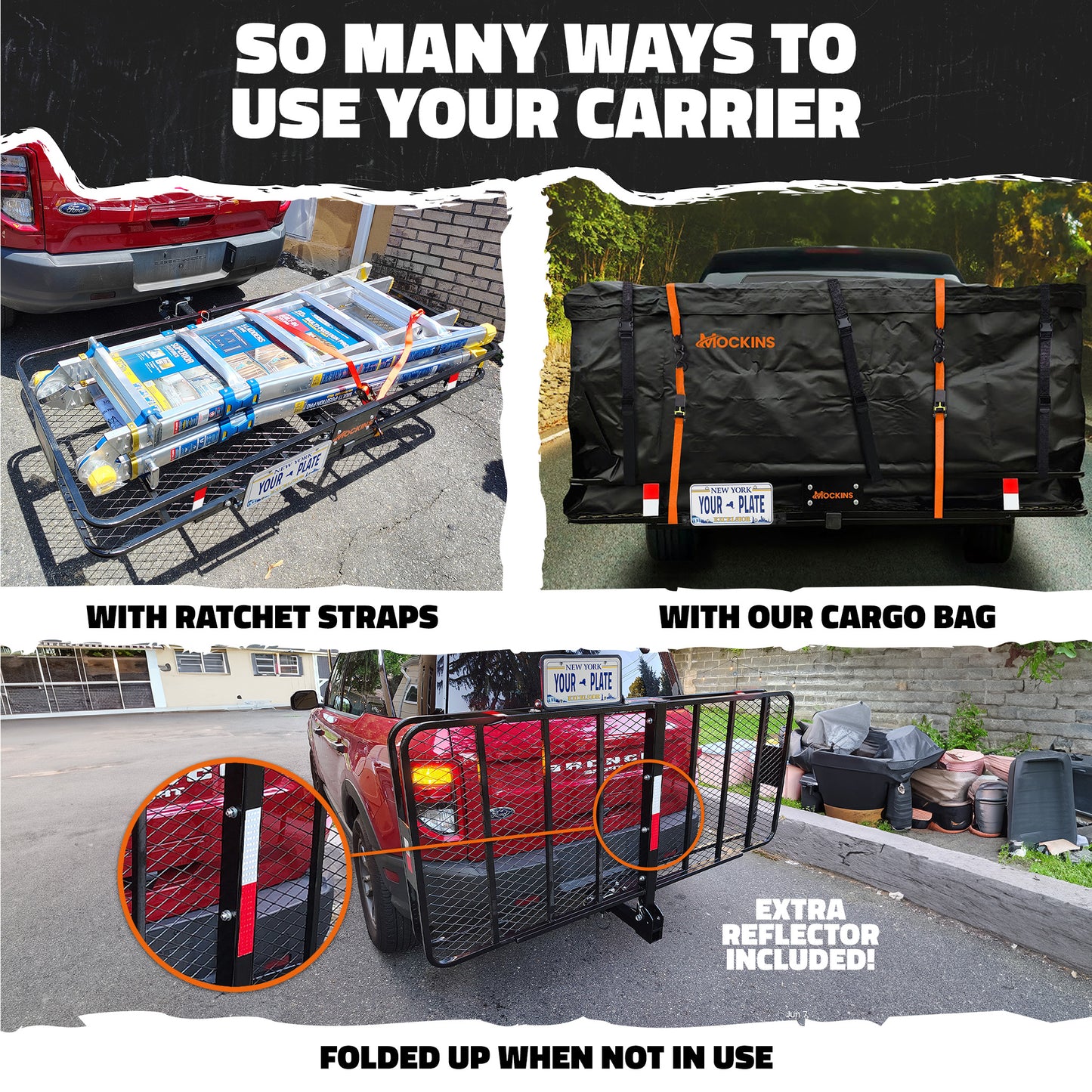 70"x30"x6" XL Hitch Carrier & 40 Cu Ft Cargo Bag