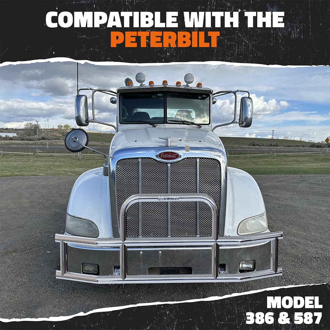 90"x11.5"x25.5" Front Bumper Guard with Mounting Brackets for Peterbilt 386 / 587