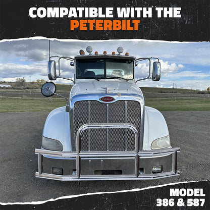 90"x11.5"x25.5" Front Bumper Guard with Mounting Brackets for Peterbilt 386 / 587