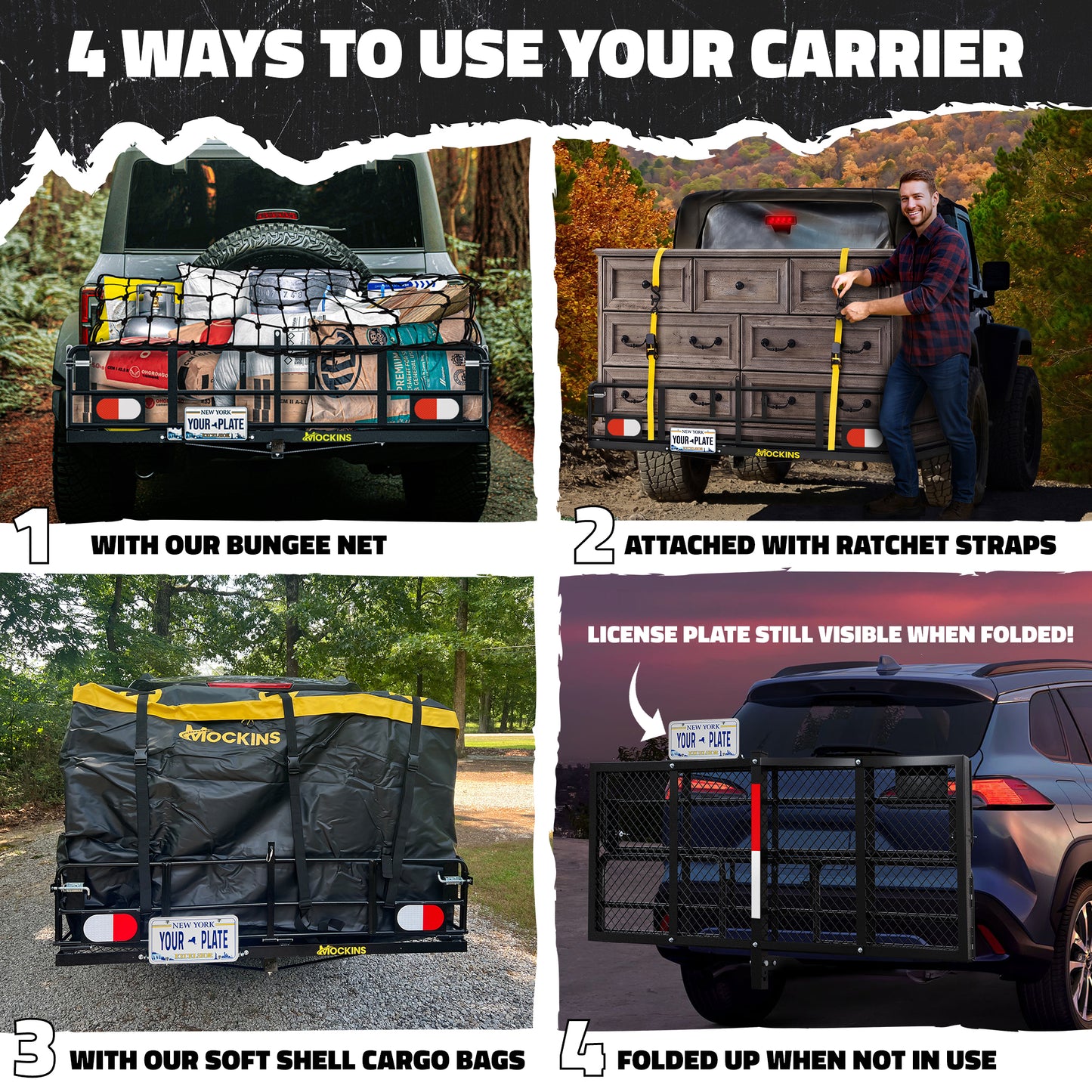 60"x24"x14" High Rail Hitch Carrier & 30 Cu Ft Cargo Bag