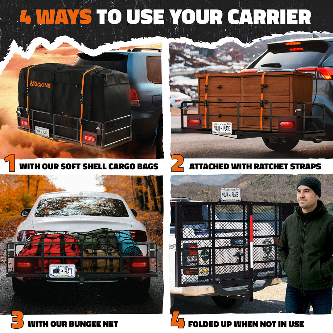 66"x30"x14" XL High Rail Hitch Carrier & 45 Cu Ft Cargo Bag
