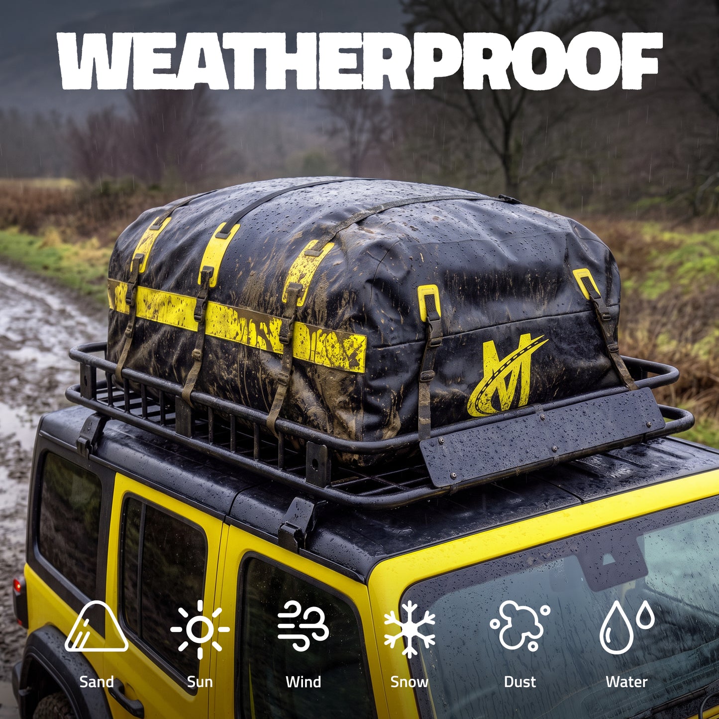 20 Cu Ft. Yellow Waterproof Roof Cargo Bag 50"x36"x19"