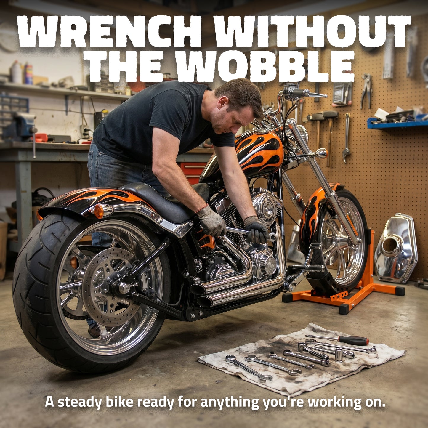1500 lbs. Capacity Motorcycle Front Wheel Chock with 14 Size Adjustments