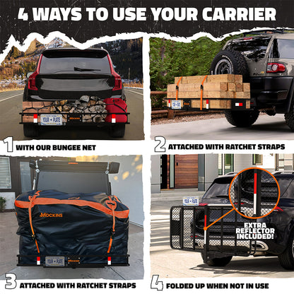 60"x24"x6" Hitch Carrier & 30 Cu Ft Cargo Bag + Packing Cubes