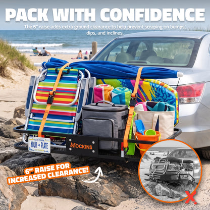 60"x20"x6" Hitch Carrier with 6" Shank Rise & 20 Cu Ft Cargo Bag