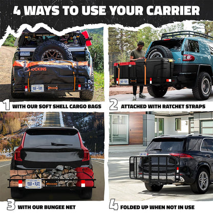 60"x20"x6" Hitch Carrier & 20 Cu Ft Cargo Bag