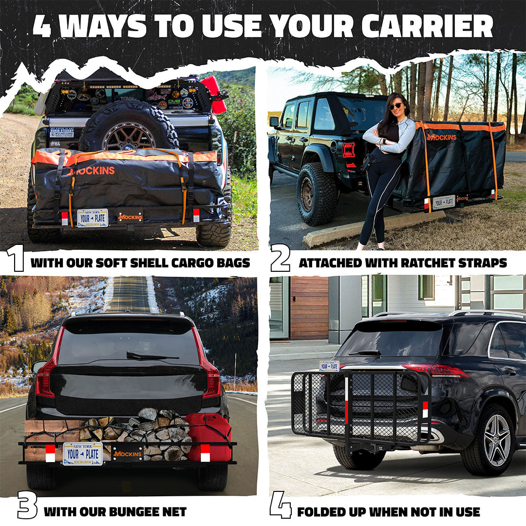 60"x20"x6" Hitch Carrier & 20 Cu Ft Cargo Bag