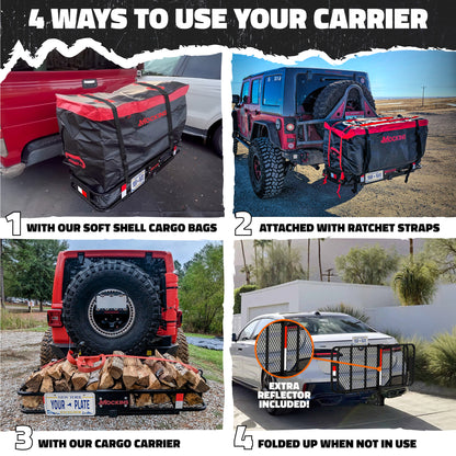 48"x18"x6" Hitch Carrier & 15 Cu Ft Cargo Bag + Packing Cubes