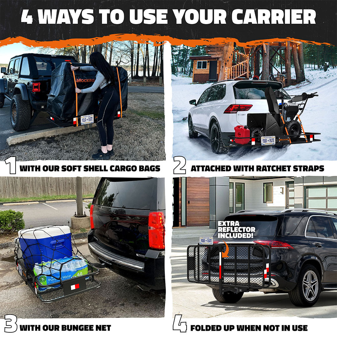 60"x24"x6" Hitch Carrier & 25 Cu Ft Cargo Bag