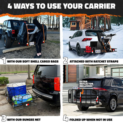 60"x24"x6" Hitch Carrier & 25 Cu Ft Cargo Bag