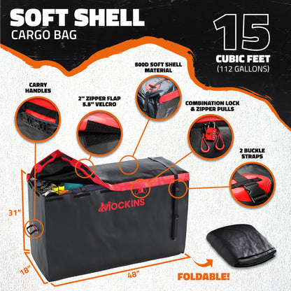 48"x18"x6" Hitch Carrier & 15 Cu Ft Cargo Bag + Packing Cubes