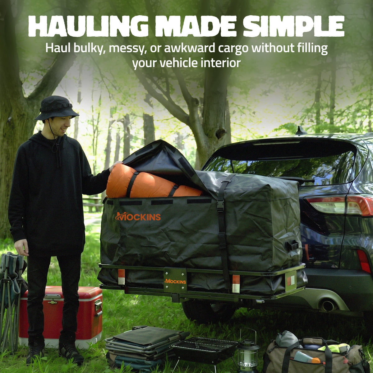 50"x20"x6" Hitch Carrier with 6" Shank Rise & 18 Cu Ft Cargo Bag