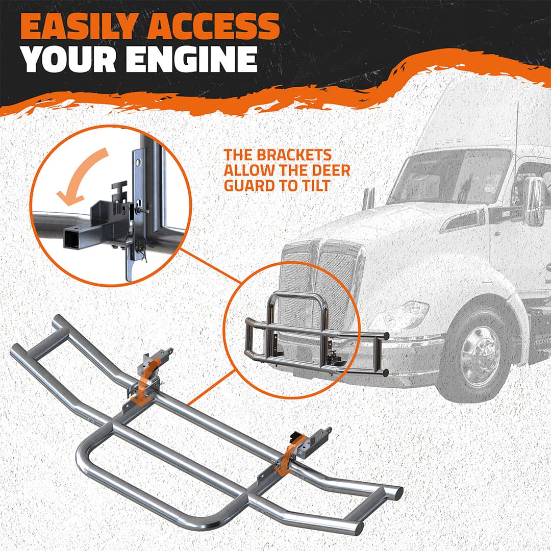 90"x11.5"x25.5" Front Bumper Guard with Mounting Brackets for Kenworth New Models