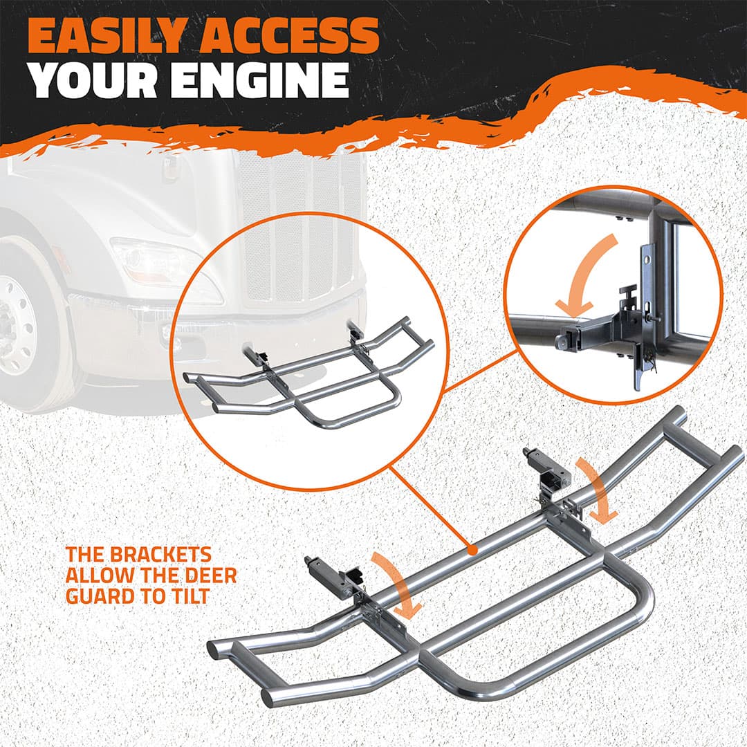 90"x11.5"x25.5" Front Bumper Guard with Mounting Brackets for Peterbilt 386 / 587