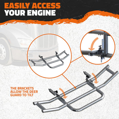 90"x11.5"x25.5" Front Bumper Guard with Mounting Brackets for Peterbilt 386 / 587