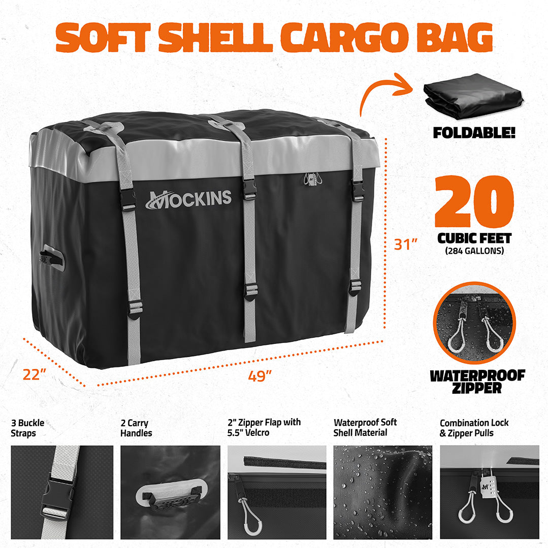 49"x22"x7" Lightweight Aluminum Hitch Carrier & 20 Cu Ft Cargo Bag