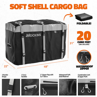 49"x22"x7" Lightweight Aluminum Hitch Carrier & 20 Cu Ft Cargo Bag